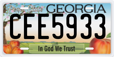 GA license plate CEE5933