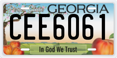 GA license plate CEE6061