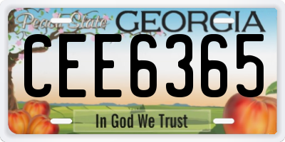 GA license plate CEE6365