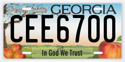 GA license plate CEE6700