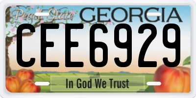 GA license plate CEE6929