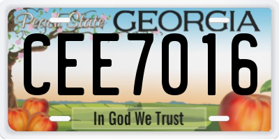 GA license plate CEE7016