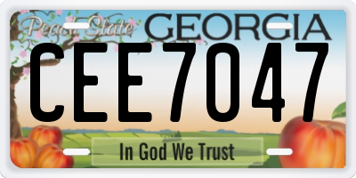 GA license plate CEE7047