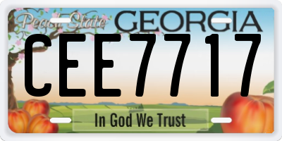GA license plate CEE7717