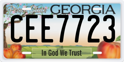 GA license plate CEE7723