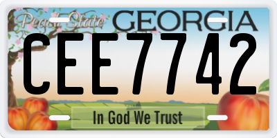 GA license plate CEE7742