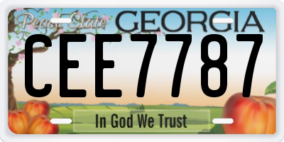 GA license plate CEE7787