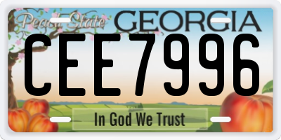 GA license plate CEE7996
