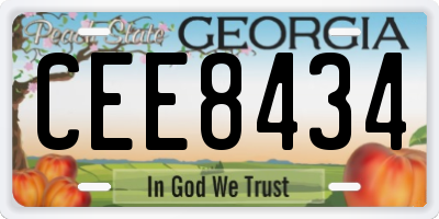 GA license plate CEE8434