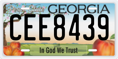 GA license plate CEE8439