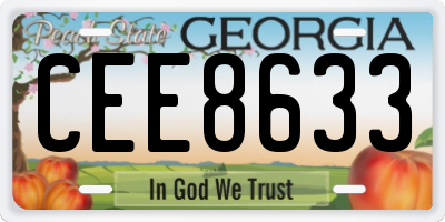 GA license plate CEE8633
