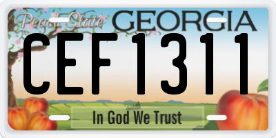 GA license plate CEF1311