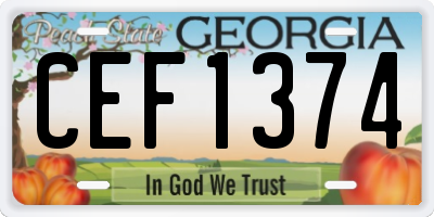 GA license plate CEF1374