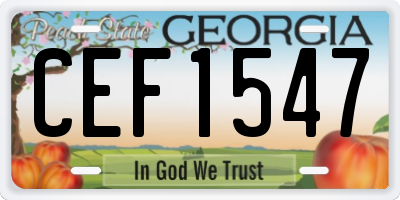 GA license plate CEF1547