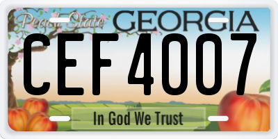 GA license plate CEF4007
