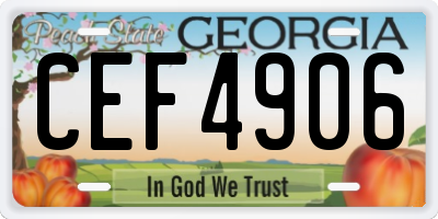 GA license plate CEF4906