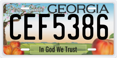 GA license plate CEF5386
