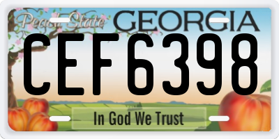 GA license plate CEF6398