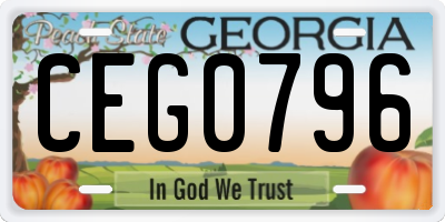 GA license plate CEG0796