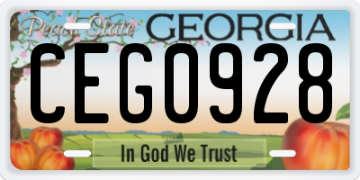 GA license plate CEG0928