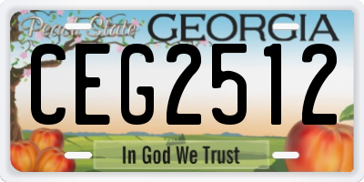 GA license plate CEG2512