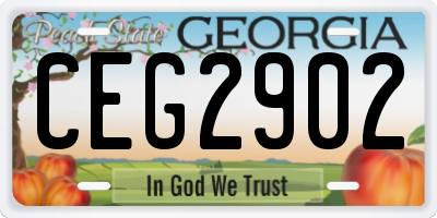 GA license plate CEG2902