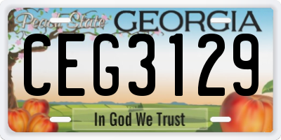GA license plate CEG3129