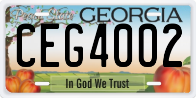 GA license plate CEG4002