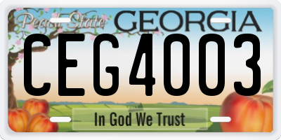 GA license plate CEG4003