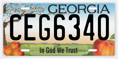 GA license plate CEG6340