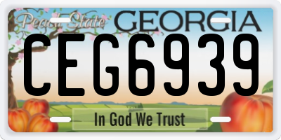 GA license plate CEG6939