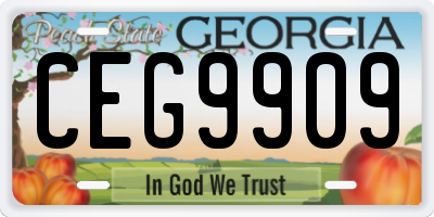 GA license plate CEG9909
