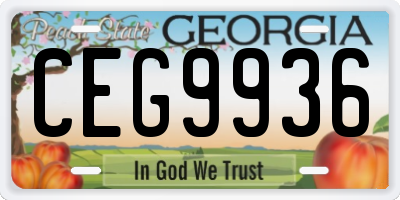 GA license plate CEG9936