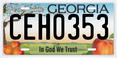 GA license plate CEH0353