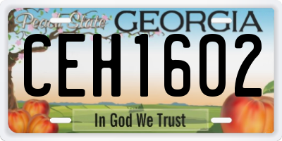 GA license plate CEH1602