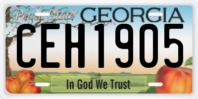 GA license plate CEH1905