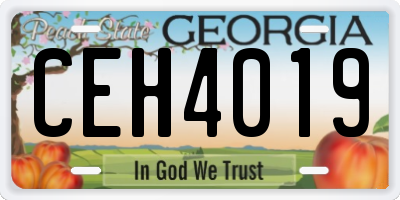 GA license plate CEH4019