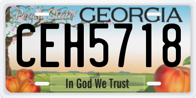 GA license plate CEH5718