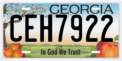 GA license plate CEH7922