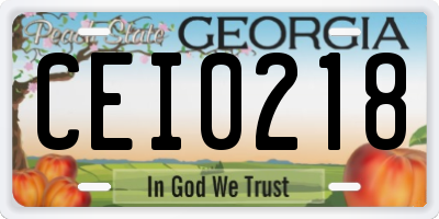 GA license plate CEI0218