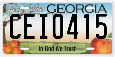 GA license plate CEI0415