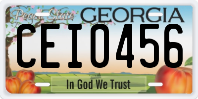 GA license plate CEI0456