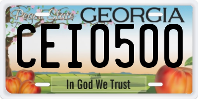 GA license plate CEI0500