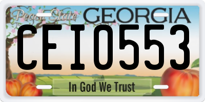 GA license plate CEI0553
