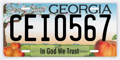 GA license plate CEI0567