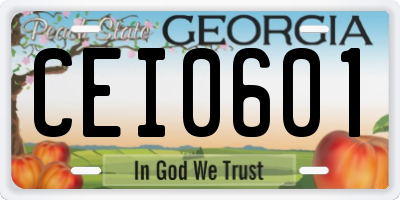 GA license plate CEI0601