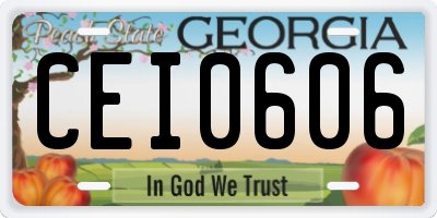GA license plate CEI0606