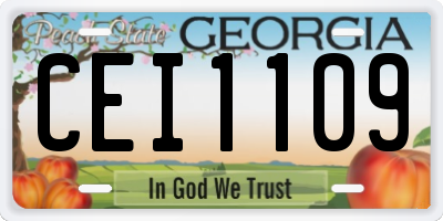 GA license plate CEI1109