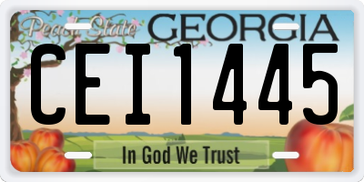 GA license plate CEI1445