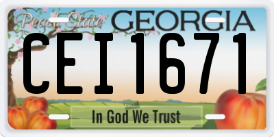 GA license plate CEI1671
